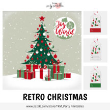 Retro Red and Green Joy To The World 