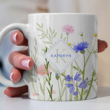 Personalised Mugs With Flowers & Greenery