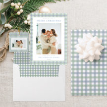 Blue and Green Gingham Christmas