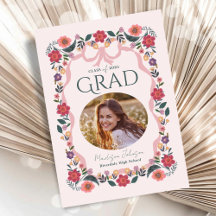 Floral Graduation Invitations Elegant Botanical
