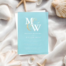 Elegant Sea Glass Wedding Invitation Suite