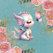 Cute Dragon & Butterfly Girl Baby Shower