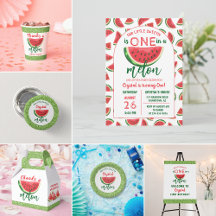 One in a Melon Glitter Watermelon First Birthday