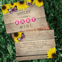 Sunflower Pink Butterflies Baby Shower
