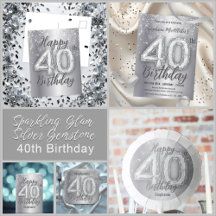 Sparkling Glam Silver Gemstone 40th Birthday