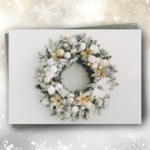 SNOWY PINE WREATH WHITE GOLD HOLIDAY COLLECTION