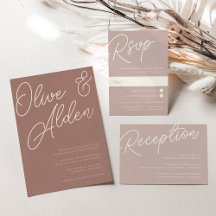 Rose Taupe & Terracotta   Script Watermark Wedding