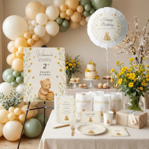 Honey Bear Floral Baby Birthday Collection