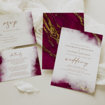 Elegant Marble Burgundy Red Gold Wedding Suite