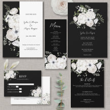 Black White Elegant Modern Floral Wedding Suite