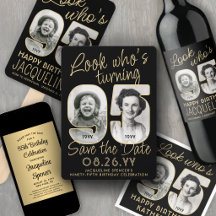95th Birthday Party Invites & Decor • Black & Gold
