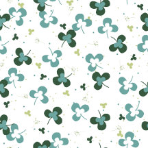 Happy Green Clover Leaves Art Pattern II