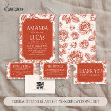 Terracotta Elegant Chinoiserie Wedding Set