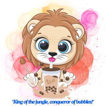  lion quote cartoon drinking bobba