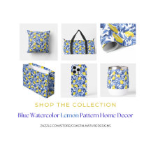 Blue Watercolor Lemon Pattern Home Decor