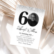 Silver Glitter Birthday Invitation