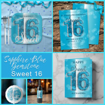 Sapphire Blue Gemstone Sweet 16 Birthday