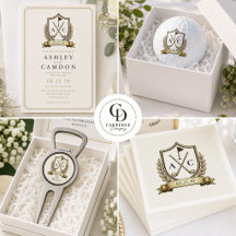 Monogram Crest - Golf Wedding - Gold Edition