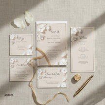 Elegant Neutral Magnolia Floral Wedding Suite