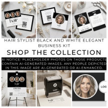 Hair Stylist Black And White Elegant Business Kit