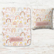 Cute Colorful Rainbows Daisy Abstract Girl Nursery