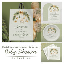 Christmas Watercolor Greenery Winter Baby Shower