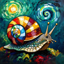 Vibrantly Colorful Impasto Whimsical Snail 