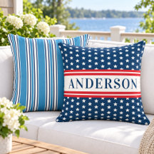 Patriotic Red White Blue Throw Pillows Collection