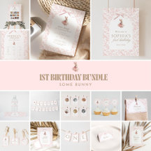 Some Bunny Pink Floral Toile First Birthday
