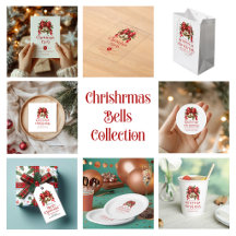 Christmas Bells Red Bow Christmas Typography