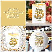 Elegant White and Gold 35th Birthday Celebration
