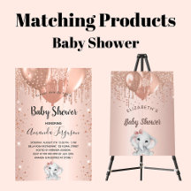 Baby shower - elephant girl - rose gold