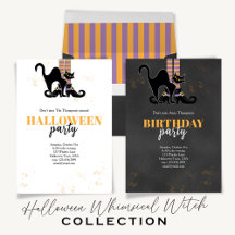 Halloween Witch Whimsical Cute Spooky Black Cat 