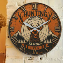 Fishing & Hunting Wall Clocks – Rustic Cabin, Lake