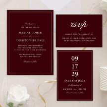 Elegant Formal Burgundy & Ivory Wedding Collection