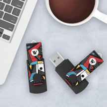 Modern Red & Black Geometric Abstract Electronics