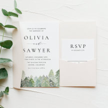 Snowy Evergreen Forest Winter Wedding Collection