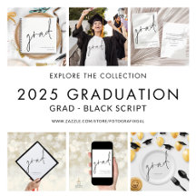 Minimalist Black Script Graduation 2025