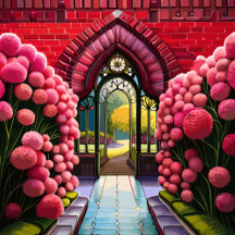 Carnations Adorn Gate: Welcome to Secret Garden