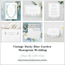 Vintage Dusty Blue Garden Monogram Wedding