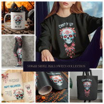Unique Modern Blue Pink Creepy Funny Sugar Skull  