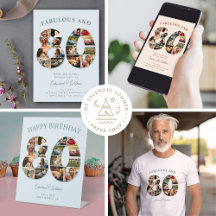 80th Birthday Photo Collage Elegant and Timeless