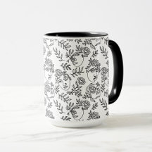 One-Line Woman Face and Floral Botanical Line Art