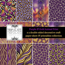 Purple and Gold Animal Print Papercraft Patterns