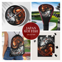 Orange And White Lucky Koi Fish Japan Art 