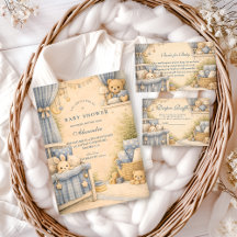 Vintage Blue Jeans Nursery Teddy Baby Shower