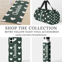 Dark Sage Green Hearts Custom Yoga Accessories