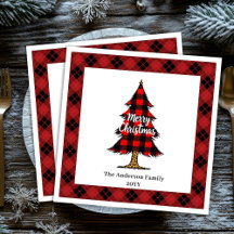 Buffalo Red Black Plaid Christmas Napkins #42F