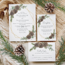 Winter Pine Cones and Greenery Wedding Suite
