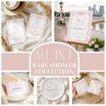 Vintage Pink Girl Rocking Horse Baby Shower